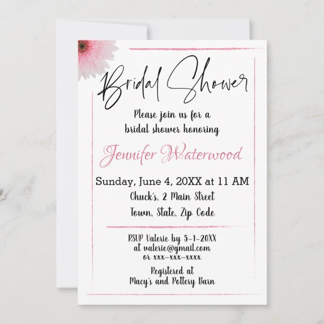 BRAUTPARTY MIT BLUME EINLADUNG (Vorderseite)