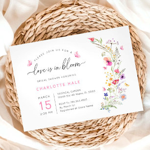 Brautparty mit Blumenrosa Einladung