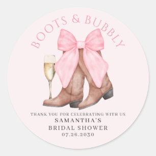 Brautparty mit Boots Bubbly Western Country Runder Aufkleber