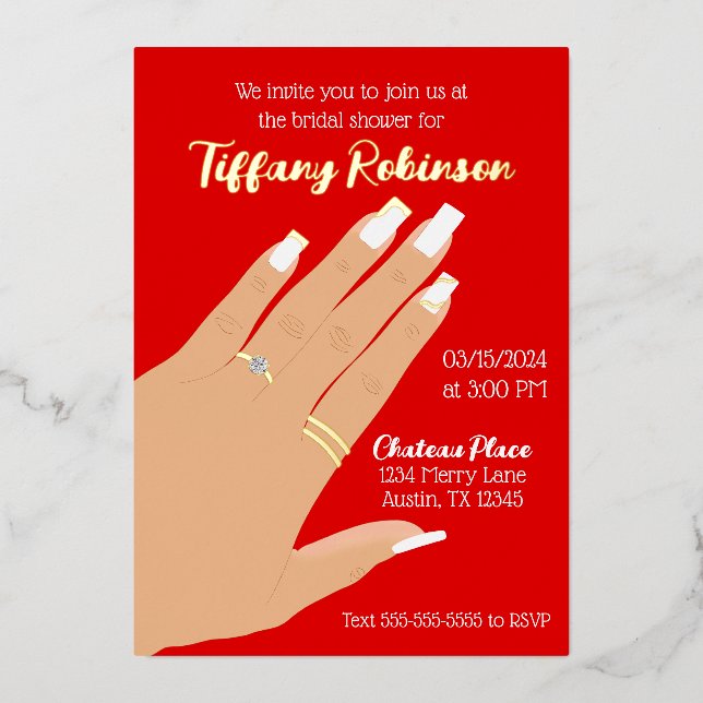 Brautparty mit dem Ring Real Folieneinladung (Vorderseite)