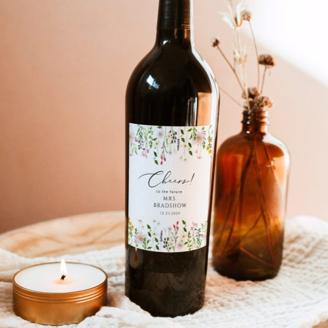 Brautparty mit einfachen Wildpflanzen Weinetikett (Von Creator hochgeladen)