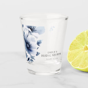Brautparty mit marineblauen Blumen Schnapsglas
