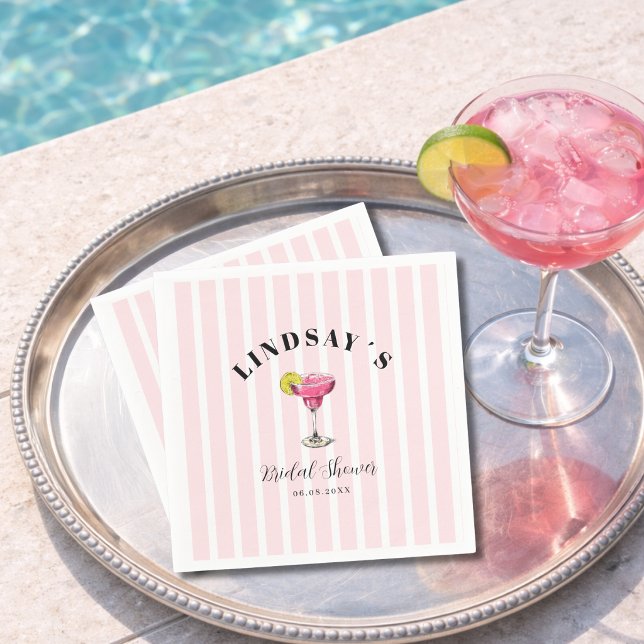 Brautparty mit Pink Stripe Cocktail Serviette (Pink Stripe Cocktail Bridal Shower Napkins)