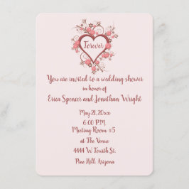 Brautparty mit romantischem Barockherz Einladung