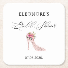 Brautparty mit rosa High Heels Rechteckiger Pappuntersetzer