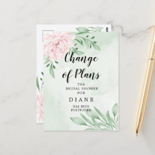 Brautparty mit rosa Rosenlaub zum Ändern des Datum Postkarte