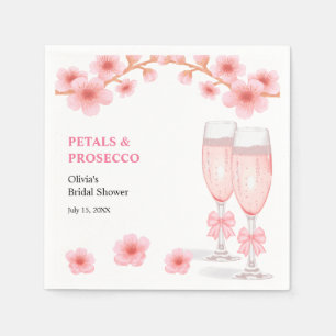 Brautparty mit rosa Schleife, Blumenblättern und P Serviette