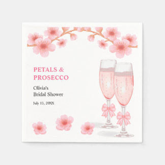 Brautparty mit rosa Schleife, Blumenblättern und P Serviette
