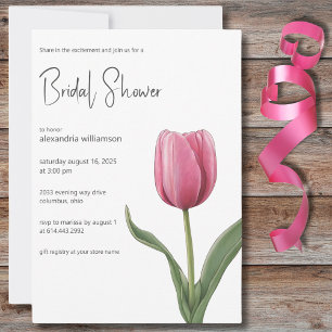 Brautparty mit rosa Tulpen Einladung