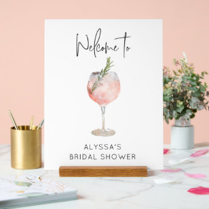 Brautparty mit rosa Wasserfarb-Cocktail Acrylschild