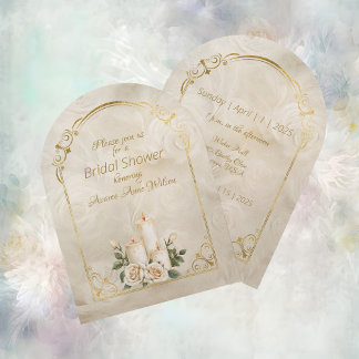 Brautparty mit Rosenrahmen und Weißrosen Einladung