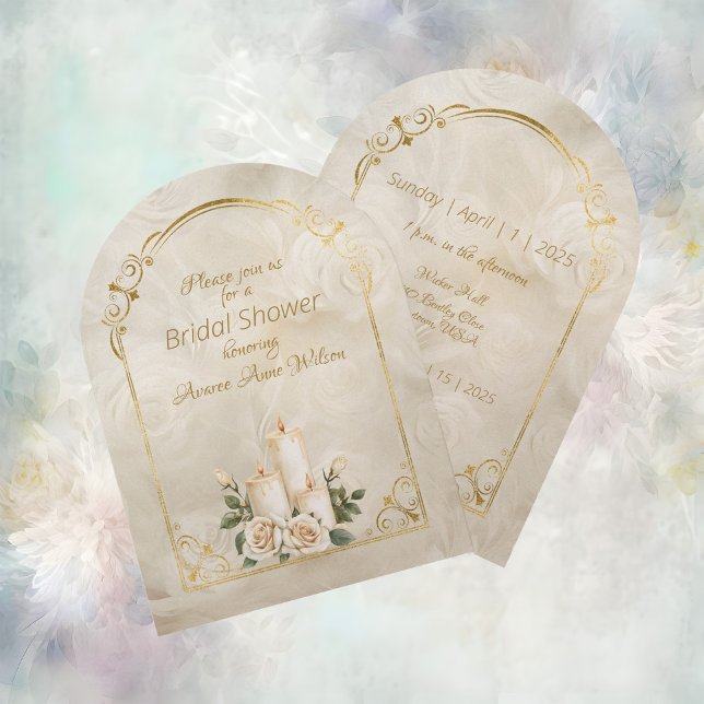 Brautparty mit Rosenrahmen und Weißrosen Einladung (Von Creator hochgeladen)