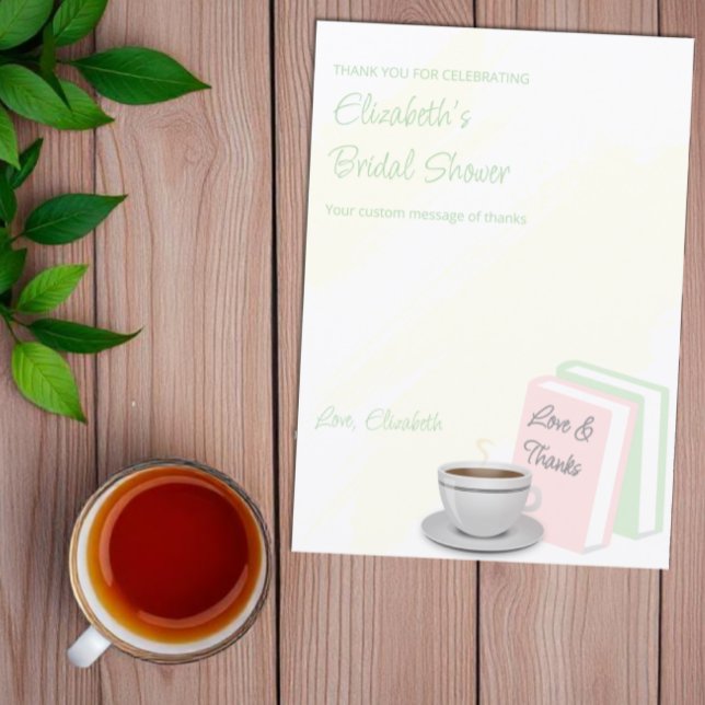 Brautparty mit Tee & Büchern Dankeskarte (Von Creator hochgeladen)