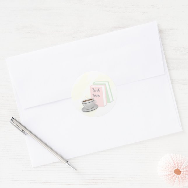 Brautparty mit Tee & Büchern Runder Aufkleber (Umschlag)