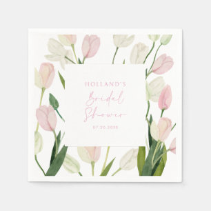 Brautparty mit zarten rosa Tulpen Serviette