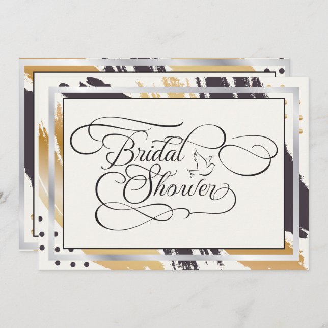 Brautparty | Modern Paint Strokes Typografie Einladung (Vorne/Hinten)