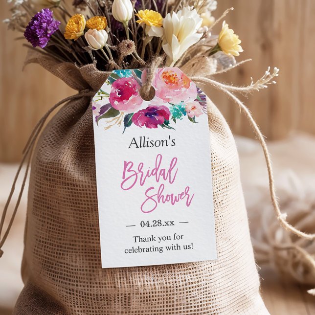 Brautparty Moderne Aquarellblume Vielen Dank Geschenkanhänger (Von Creator hochgeladen)