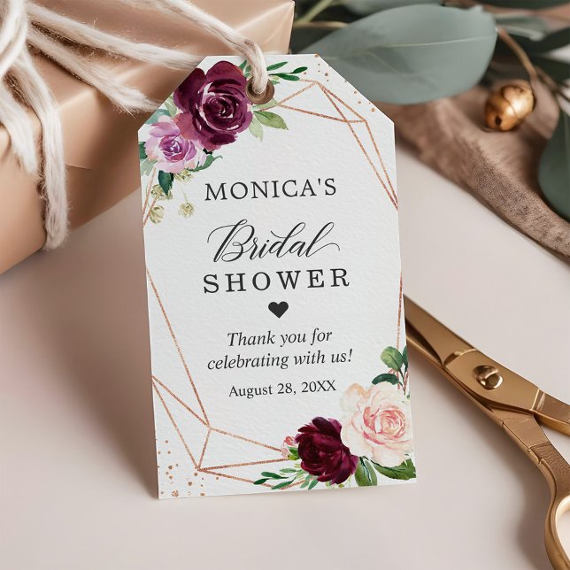 Brautparty Moderne botanische Lila Blüte Geschenkanhänger (Von Creator hochgeladen)