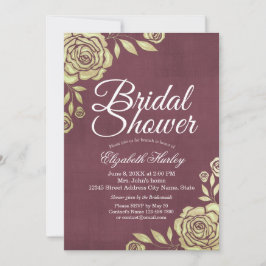 Brautparty Moderner Chic Goldene Rose Burgund Rot Einladung