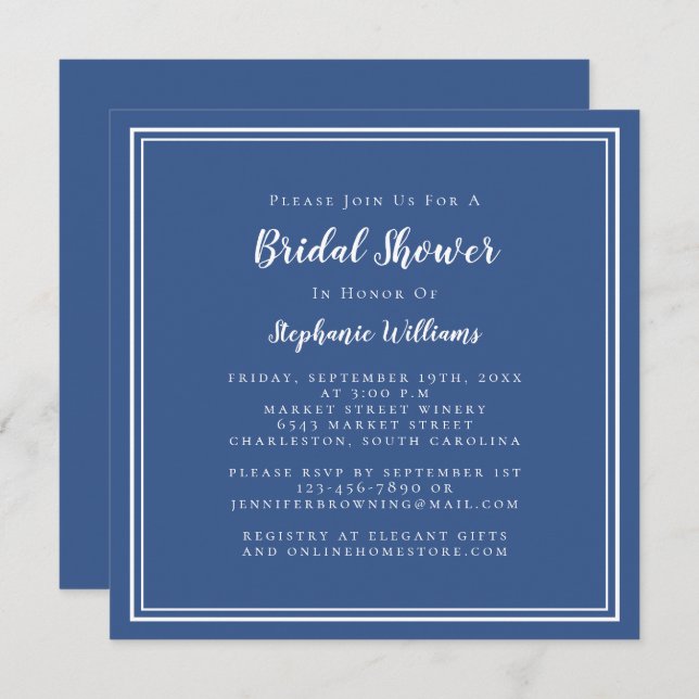 Brautparty Moderner Platz Elegante klassische Mari Einladung (Vorne/Hinten)