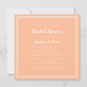 Brautparty Moderner Platz Elegantes Peach Weiß Einladung