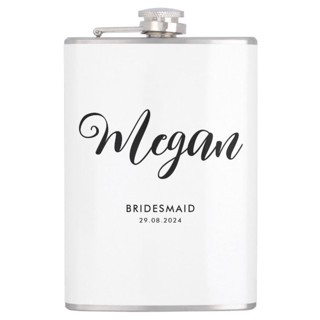 Brautparty Modernes Script Bridesmaid-Geschenk Flachmann (Vorderseite)