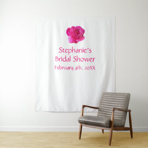 Brautparty-Monogramm-Name Rosa Rose Weiß Cool Wandteppich