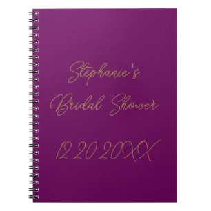 Brautparty Monogramme Lila Gold Hochzeitgäste Notizblock