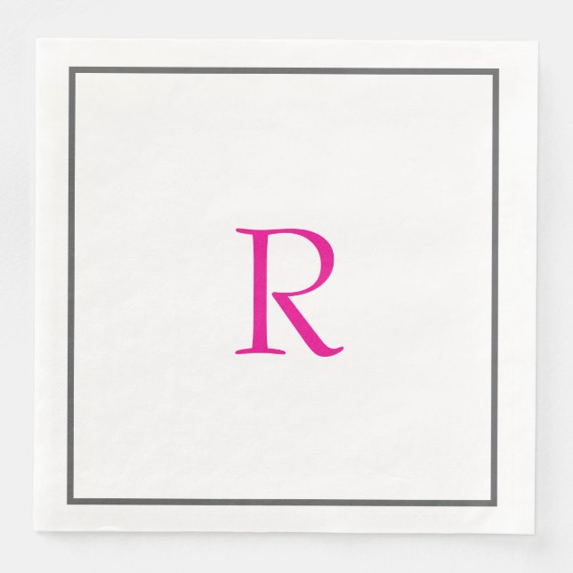 Brautparty Monogramme Name Hot Pink Wedding Serviette (Vorderseite)