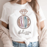 Brautparty Name Personalisiert T-Shirt<br><div class="desc">Bride Brautparty Name Personalisiert T - Shirt. Unser Bride Brautparty Personalisiertes Design wird Ihrem Brautparty ein wenig Spaß machen. Zusammen mit unseren "Babe" Shirts und der Option mit dem Zusatz "Babe" werden Sie am besonderen Tag mit Ihren Lieben auffallen! Bestelle noch heute!</div>