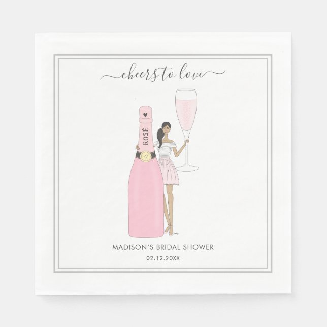 Brautparty Napkin - Bubbly Rose Serviette (Vorderseite)