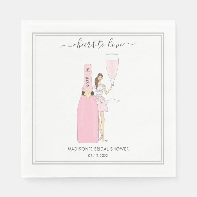 Brautparty Napkin - Bubbly Rose Serviette (Vorderseite)
