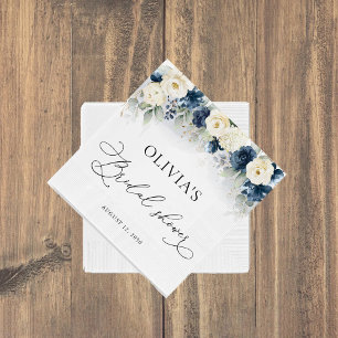 Brautparty Napkins, Navy Blue und White Roses Serviette