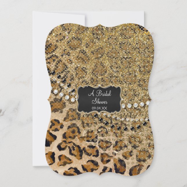 Brautparty Natural Gold Leopard Animal Print Einladung (Vorderseite)