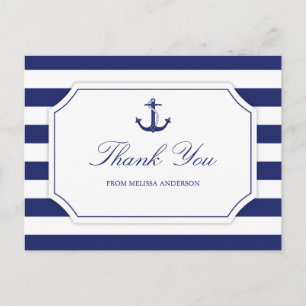 Brautparty Nautical Anchor Navy Blue Vielen Dank Postkarte