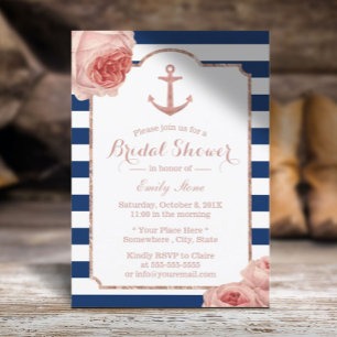 Brautparty Nautical Anchor Vintag Floral #2 Einladung