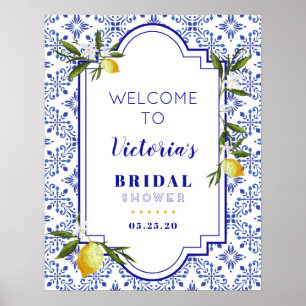 Brautparty Navy Blue & Lemon Poster