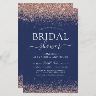 Brautparty Navy Blue Rose Gold Glitzer