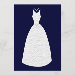 Brautparty Navy Blue Vintage Hochzeitskleid Einladung