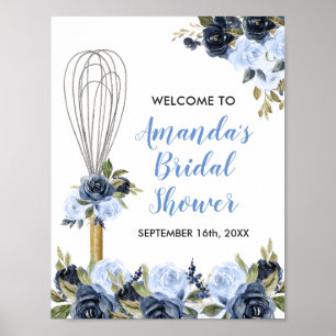 Brautparty Navy Floral Soon to be Whisked Away Poster