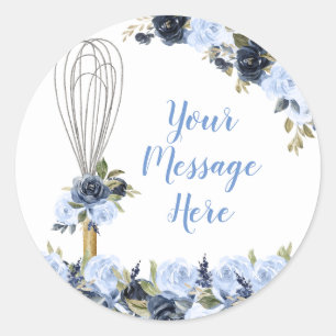 Brautparty Navy Floral Soon to be Whisked Away Runder Aufkleber