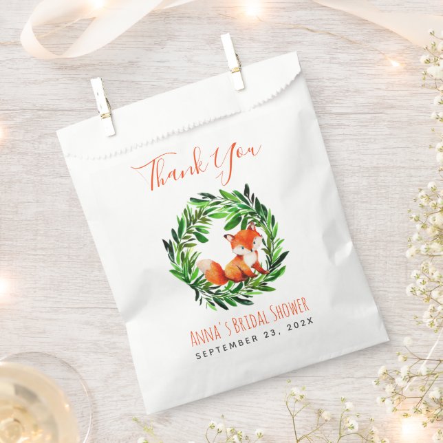 Brautparty Niedlich Fox Grüne Wasserfarbe Geschenktütchen (Ausgeschnitten)