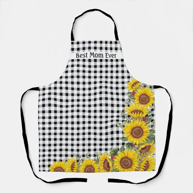 Brautparty oder Geburtstag Ladys Sunflower Gingham Schürze (Vorderseite)