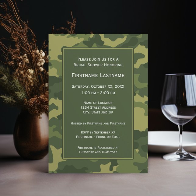 Brautparty oder Vertragspartei der Camouflage Einladung (Wedding Shower Invitation - camo)