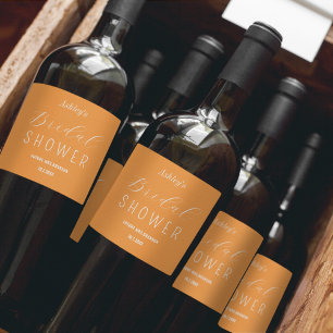 Brautparty Orange Fall Brunch Weinetikett