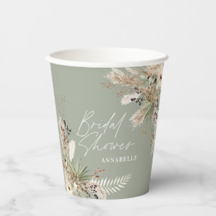 Brautparty pampas eucalyptus moderner Salbei Pappbecher