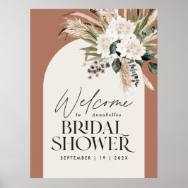 Brautparty Pampas Gras Moderne Terracotta Chic Poster