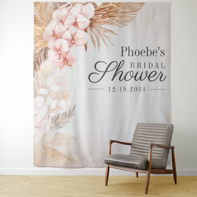 Brautparty Pampas Grass Tan Rustikale Wandteppich (Beispiel)