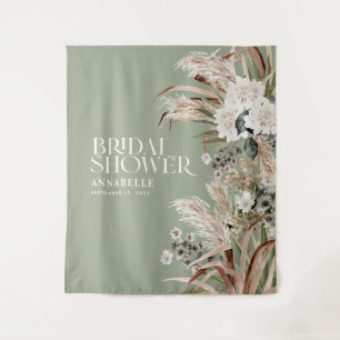 Brautparty Pampas Modernes, elegantes Weiß Wandteppich