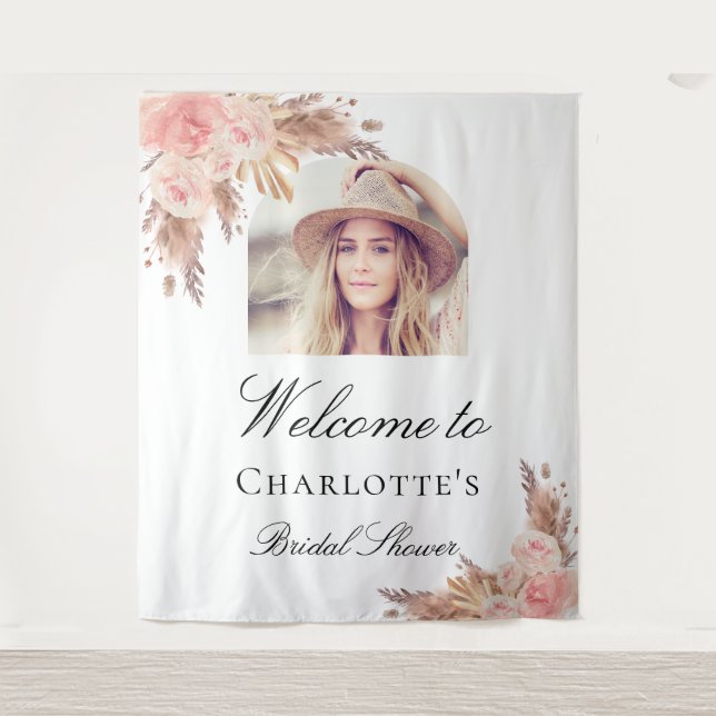 Brautparty Pampelgras Rosa Foto Wandteppich (Vorderseite)